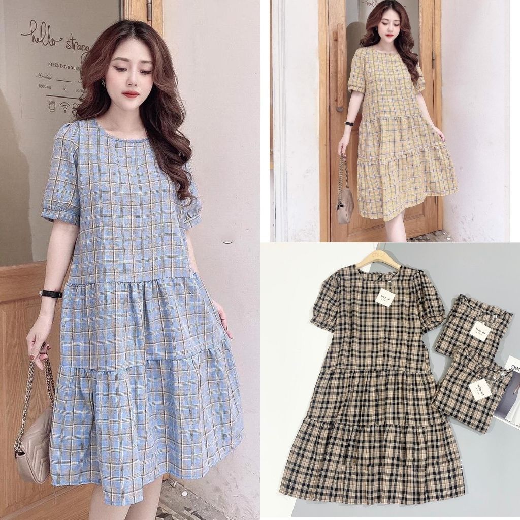Đầm bầu ngắn tay kẻ thô thời trang thiết kế MSP103 Mom and Baby