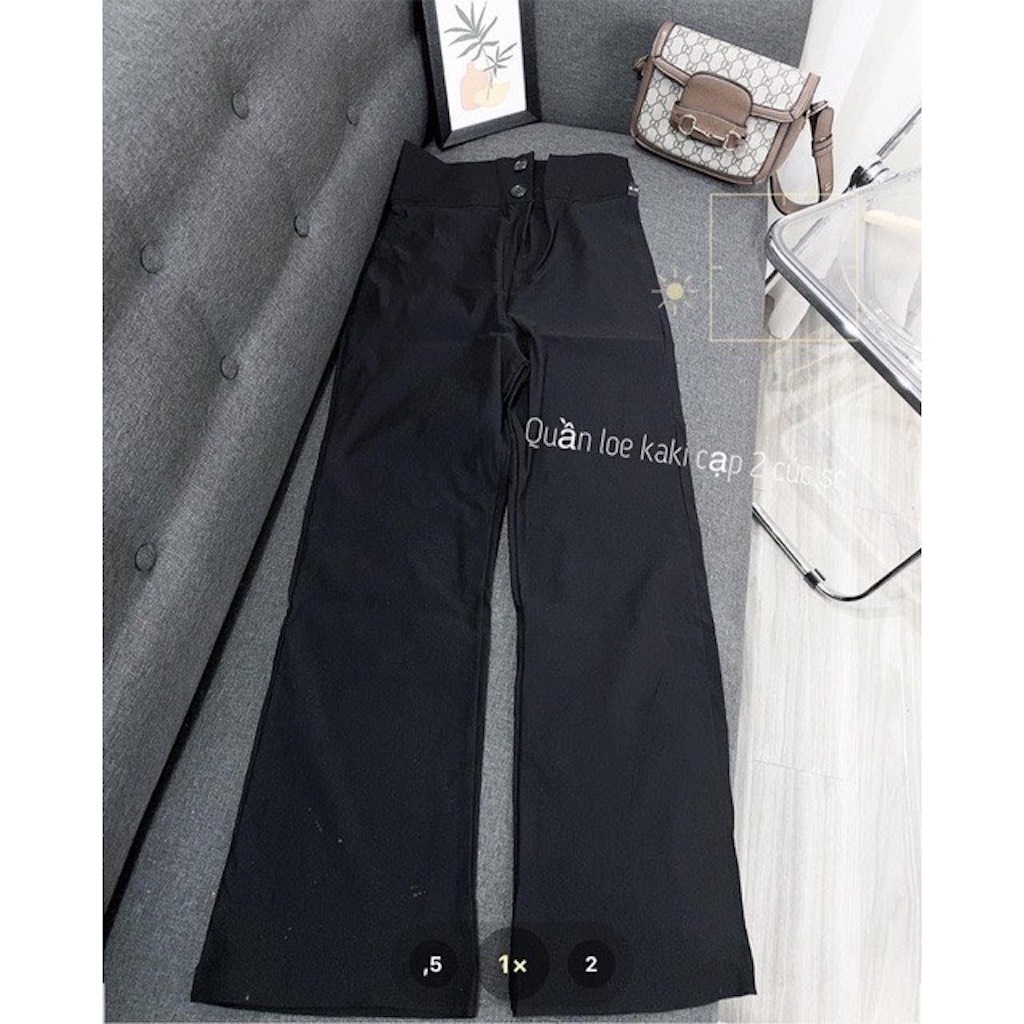 Quần tây ống loe vải kaki jean cạp 2 cúc tôn dáng phong cách hàn quốc