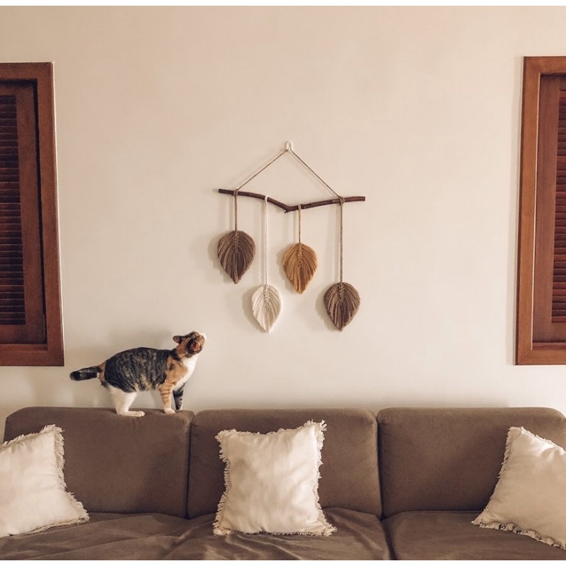Macrame chiếc lá handmade treo tường trang trí