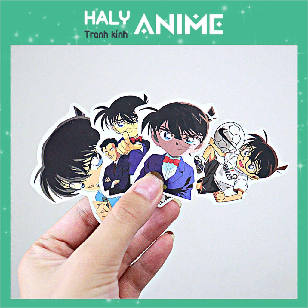 Hình dán sticker anime Conan, set stiker Conan cute, dễ thương dán mũ bảo hiểm, vali, laptop..., PVC, chống nước, bay màu