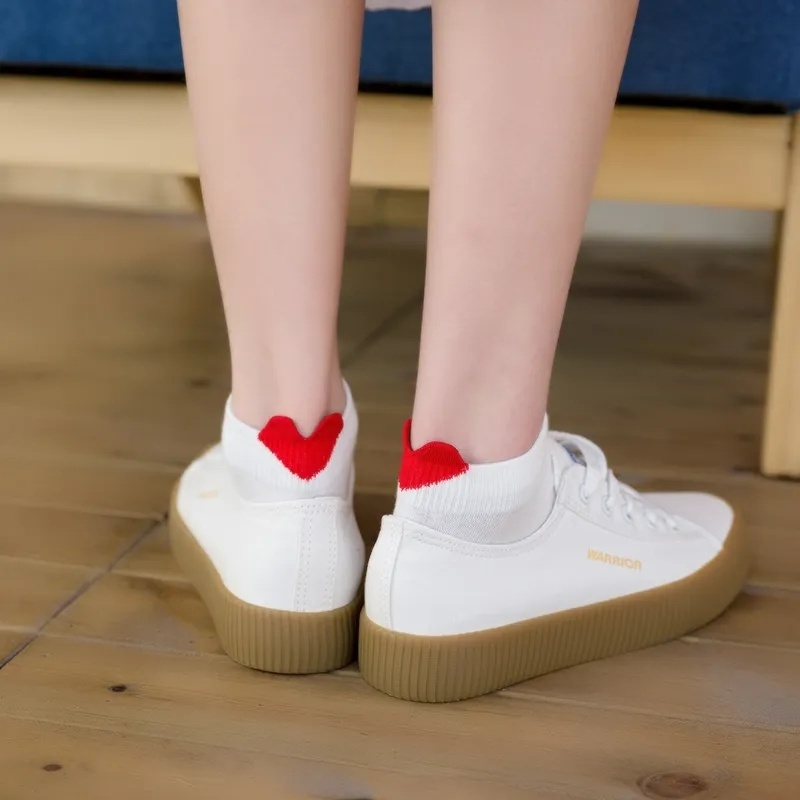 Set 5 Đôi Vớ Cotton Họa Tiết Trái Tim Dễ Thương Cho Nữ