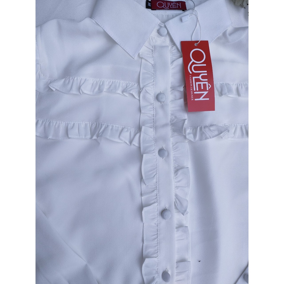 Áo Sơ Mi Công Sở Nữ Trắng, Xanh Pastel, Tay Dài, Bèo Ngực, Thiết Kế Viền Bèo Mí Xinh Xắn AA278