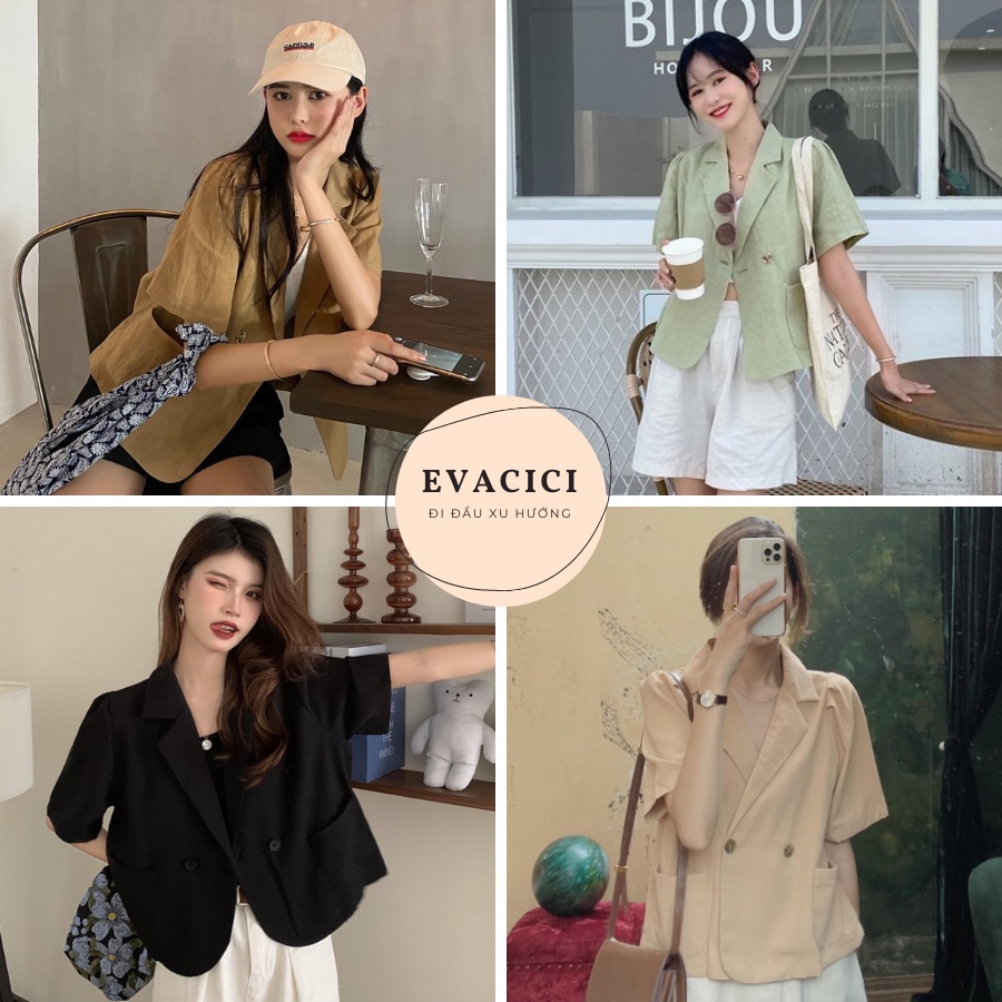 {Evacici}Blazer croptop ngắn tay chất siêu đẹp. Blazer ngắn tay mặc hè nhiều màu HOTHIT.