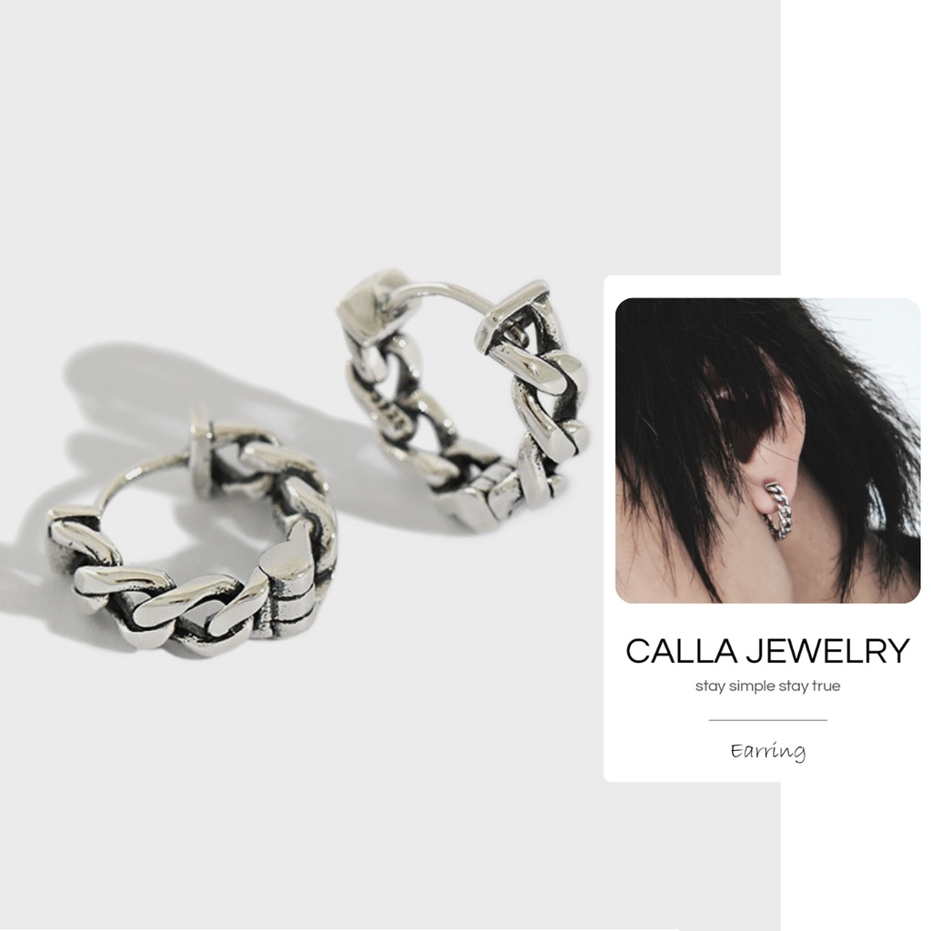 KHUYÊN TAI BẠC CALLA - Vặn thừng - E025