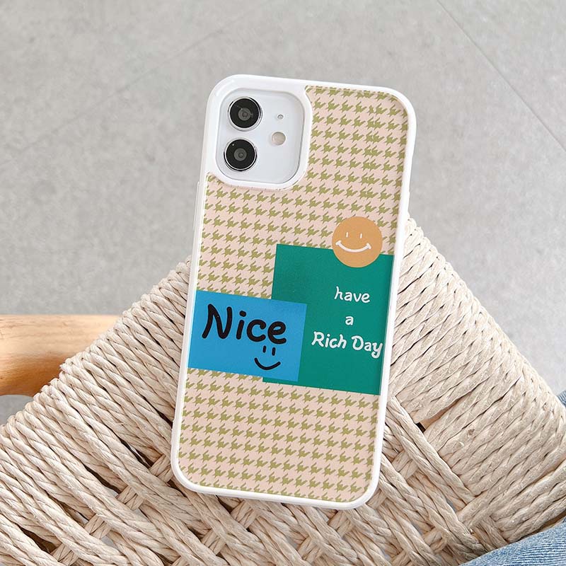 Ốp Điện Thoại Silicon TPU Mềm Chống Sốc Chống Bụi Họa Tiết Ô Lưới Trắng Đen Cho iPhone