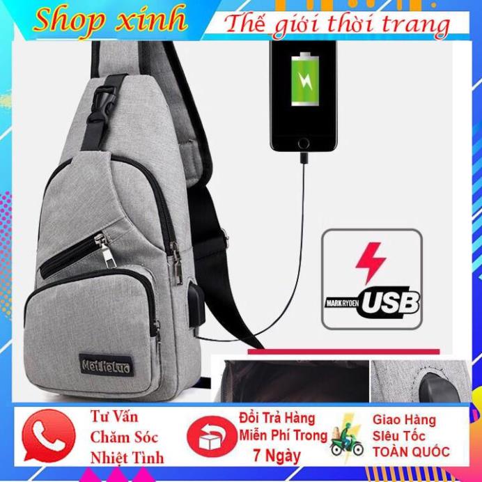 Túi Đeo Chéo, Túi Vải Nam Canvas Có Cổng Sạc Tiện Lợi Phong Cách Thể Thao Thời Trang Hàn Quốc Đậm Chất Nam Tính. | BigBuy360 - bigbuy360.vn