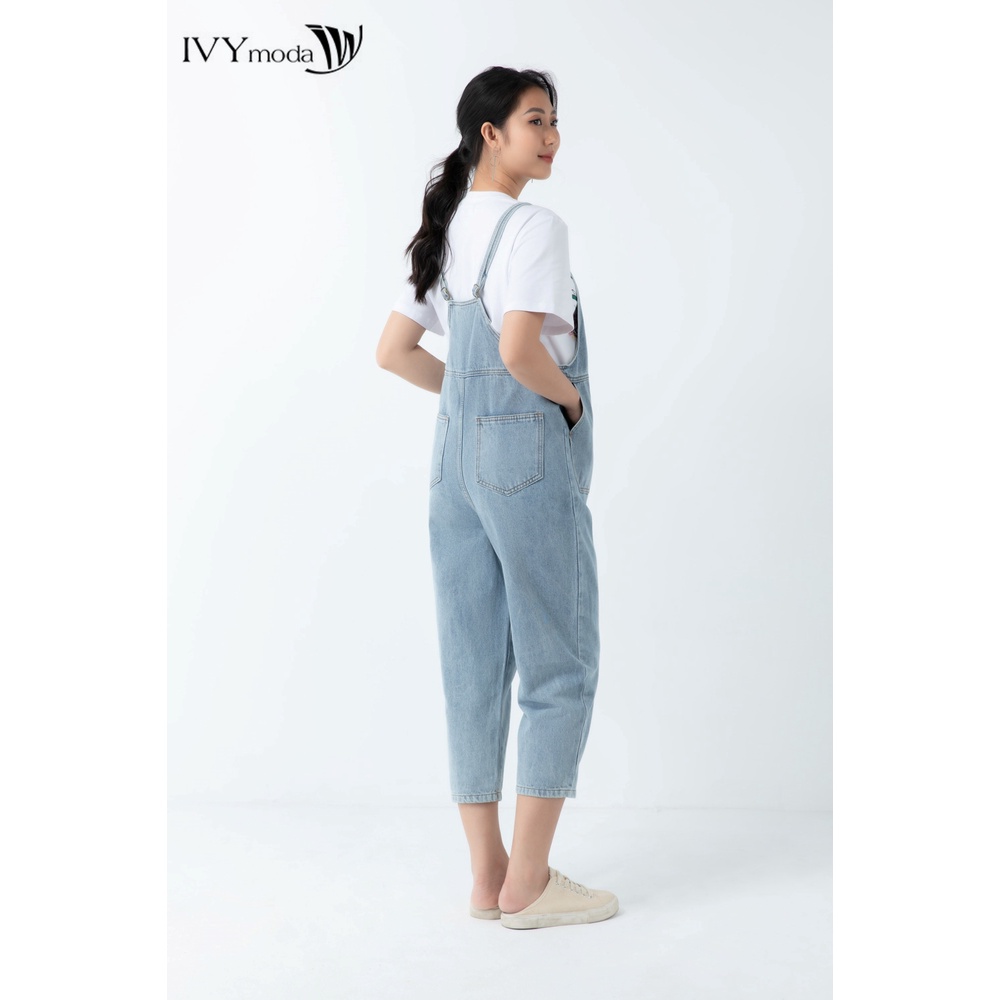 [NHẬP WABRTL5 GIẢM 10% TỐI ĐA 50K ĐH 250K ]Quần yếm jeans nữ bạc màu IVY moda MS 18B8018