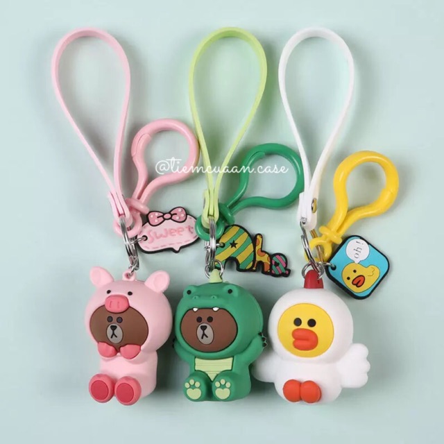 Móc khoá gấu Linefriends có tag cartoon - tiemcuaan