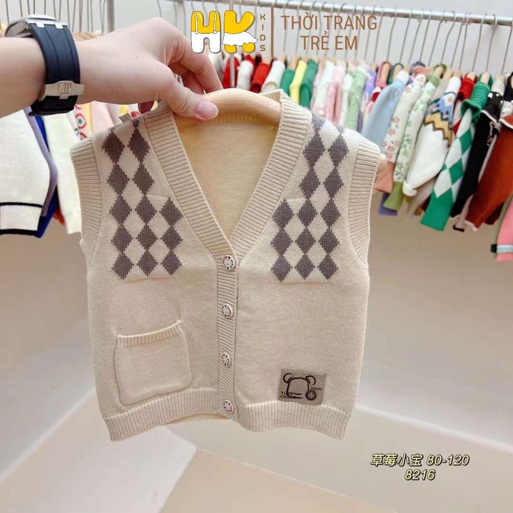 Áo Gile len cho bé HK KIDS, áo len gile cao cấp chất len mềm mịn đanh lì size cho bé từ 2 đến 6 tuổi