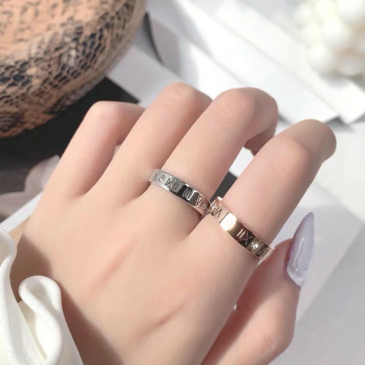 Nhẫn Thép Titan Không Gỉ Màu Vàng Hồng Thời Trang