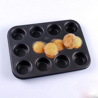 Khuôn Chống Dính Nướng Bánh Cupcake 12 Ô Mini
