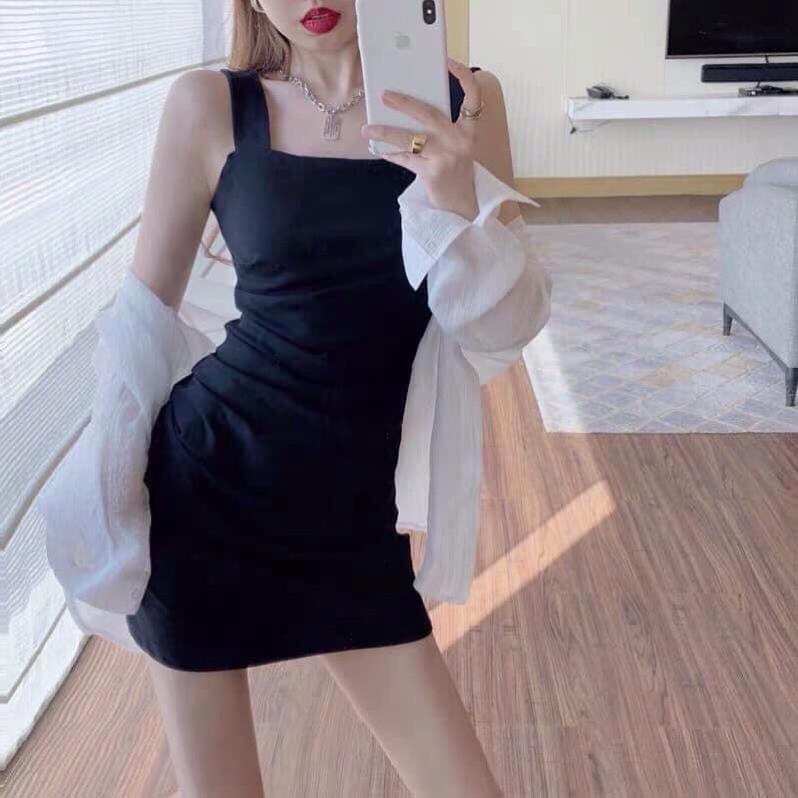 [XẢ KHO] Váy Body 2 Dây To Kiểu Dáng Ôm Sát Chất Thun Gân Mềm Mát