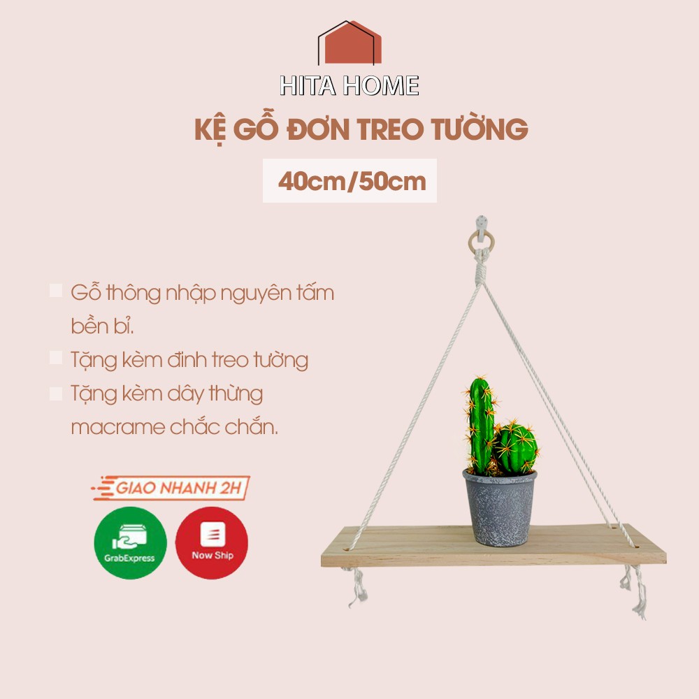 [Ảnh thật] Kệ gỗ treo tường tặng kèm đinh, dây