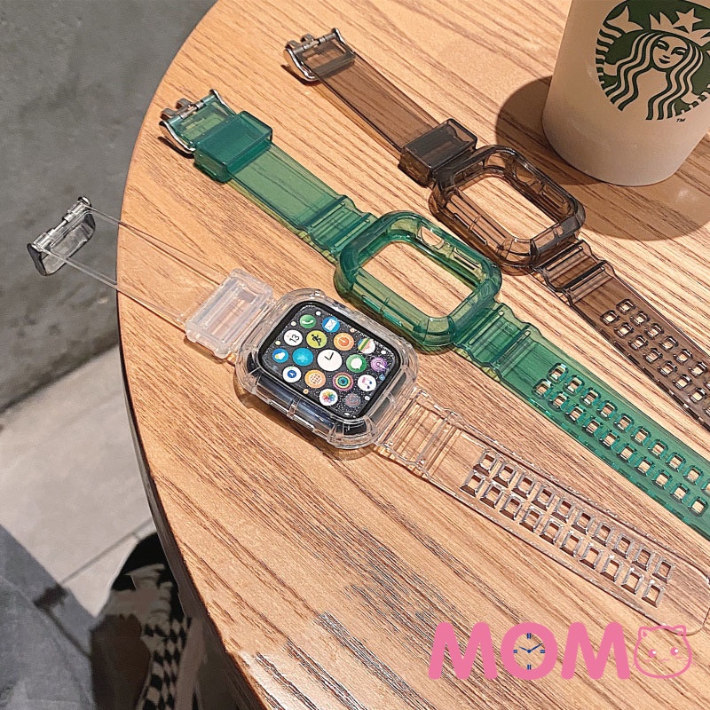 Dây đeo nhựa trong suốt cho đồng hồ thông minh Smart Watch Serise 7 6 SE 5 4 3 2 Iwatch 45mm 40mm 42mm 44mm