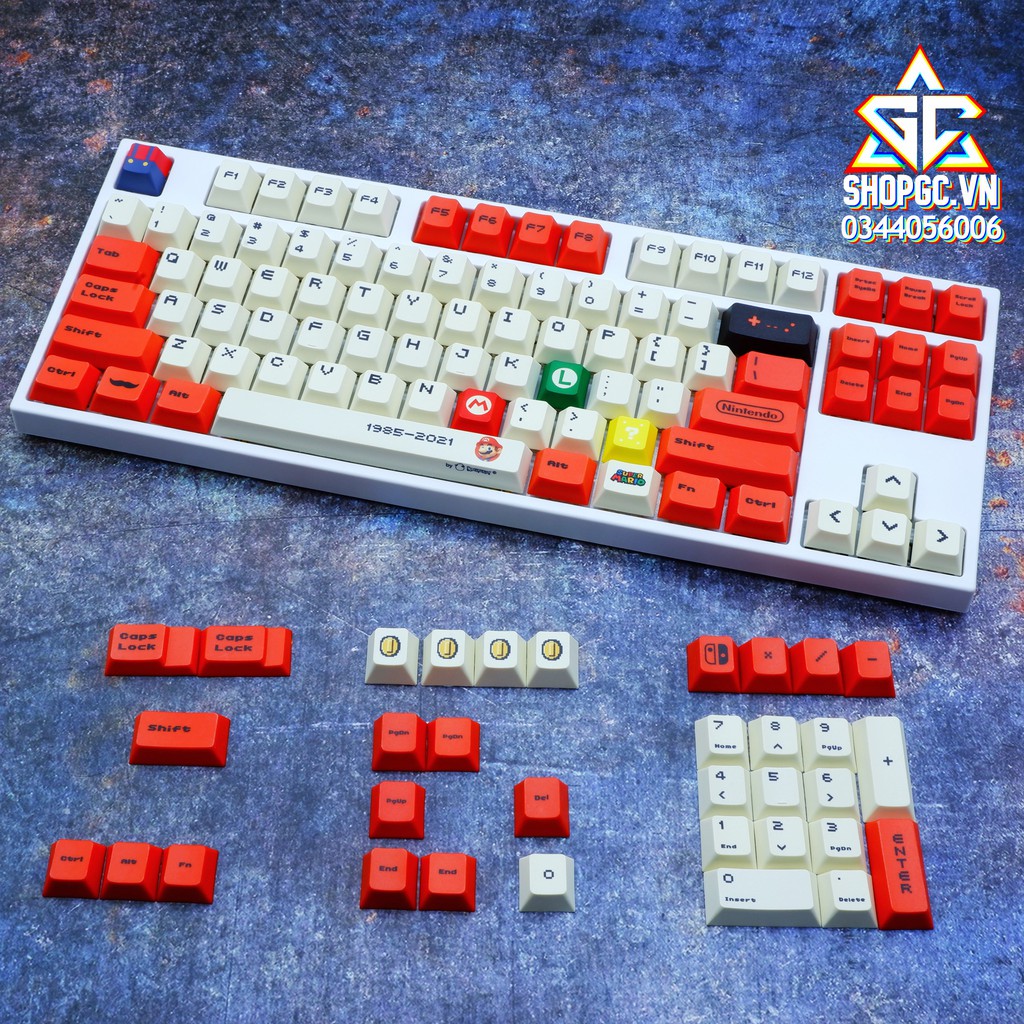 Keycap MARIO ĐỎ 2021 120 nút Nhựa PBT