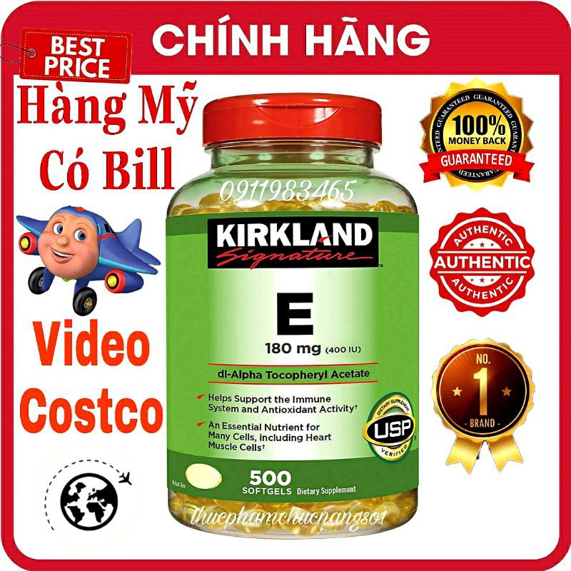 Vitamin E Kirkland 400IU 500 Viên Cam Kết Chính Hãng | BigBuy360 - bigbuy360.vn