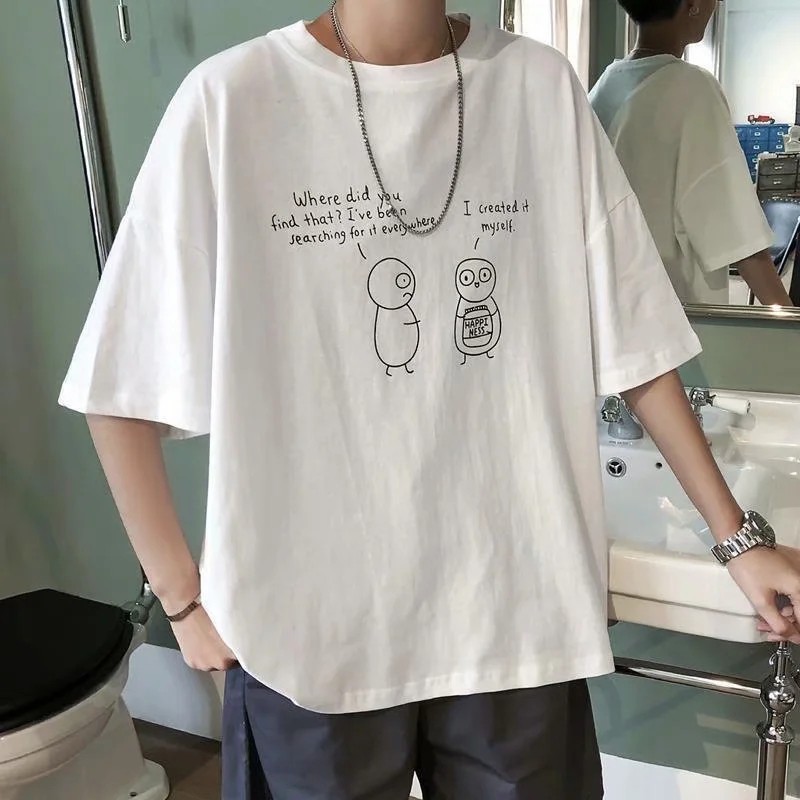 áo nam Tay Ngắn In Hình Hoạt Hình Trẻ Trung