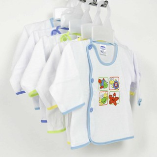 Áo sơ sinh cài bên tay dài màu trắng size 0-3m