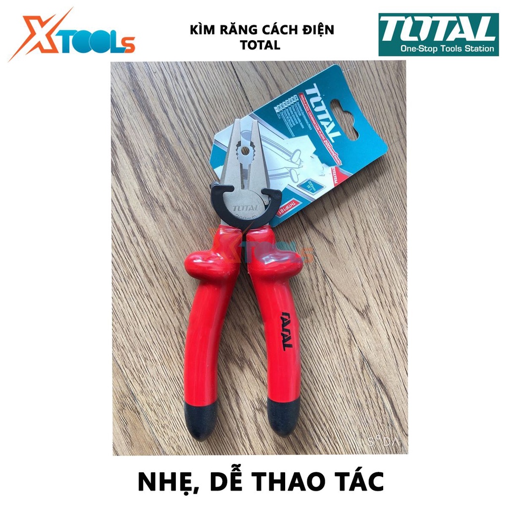Kềm răng cách điện TOTAL |  kềm cách điện Size:7&quot;/180mm Kiểm tra 10000V dùng để kẹp, cắt vặn, quấn, tháo các chi tiết, d