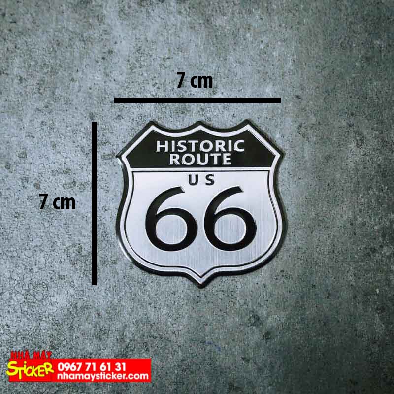 Sticker hình dán Metal Route 66 Huyền Thoại