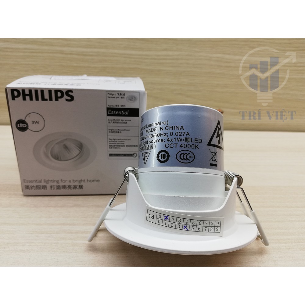 Đèn led âm trần Philips 3W Kyanite - 4000k Ánh Sáng Trung Tính - Tiết kiệm điện