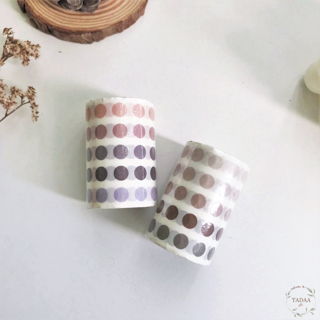 Washi tape chấm tròn nhiều màu băng keo giấy trang trí sổ