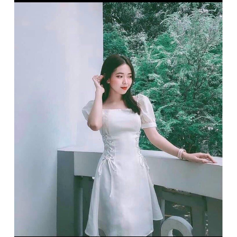 VÁY TRẮNG NỮ DỰ TIỆC DẠO PHỐ SIÊU XINH ✅HÀNG CAO CẤP-RẺ NHẤT SHOPEE ✅VÁY TRẮNG TAY NGẮN ĐAN CHÉO 2 BÊN EO SIÊU TÔN DÁNG | BigBuy360 - bigbuy360.vn