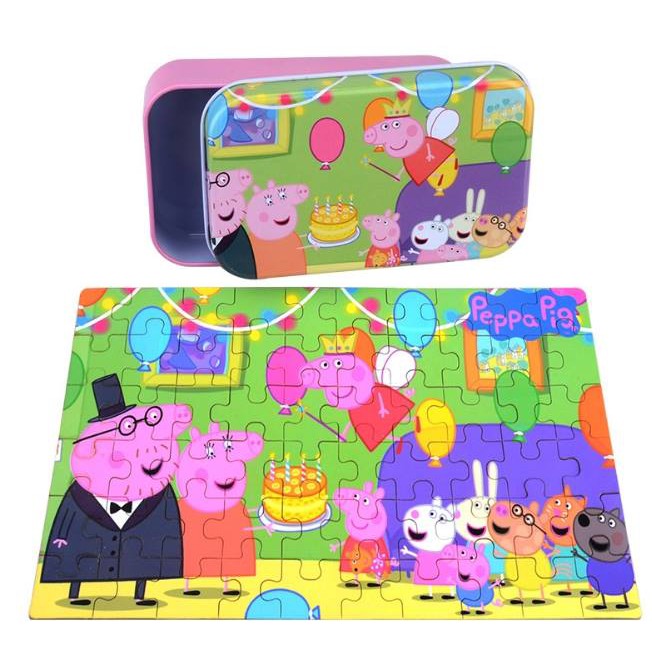 Bộ tranh ghép hình cho bé puzzle 60 mảnh gỗ hộp thiếc/ Đồ chơi xếp hình gỗ/ Xếp hình cho bé