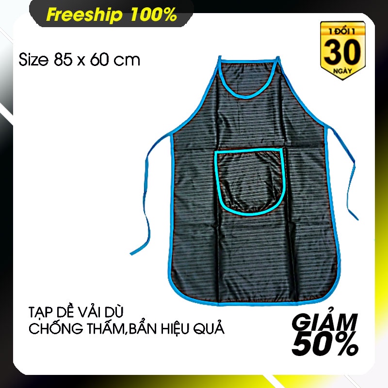 Tạp dề nấu ăn chất liệu vải dù chống thấm nước - Size 85 x 60 - Phù hợp nam-nữ phong cách thời trang đẹp bền mfs