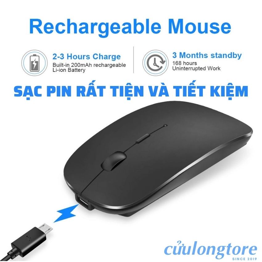 Chuột Không Dây Máy Tính Bluetooth 5.0 wireless 2.4G sạc pin mute click im lặng kết nối điện thoại mouse ko dây giá rẻ