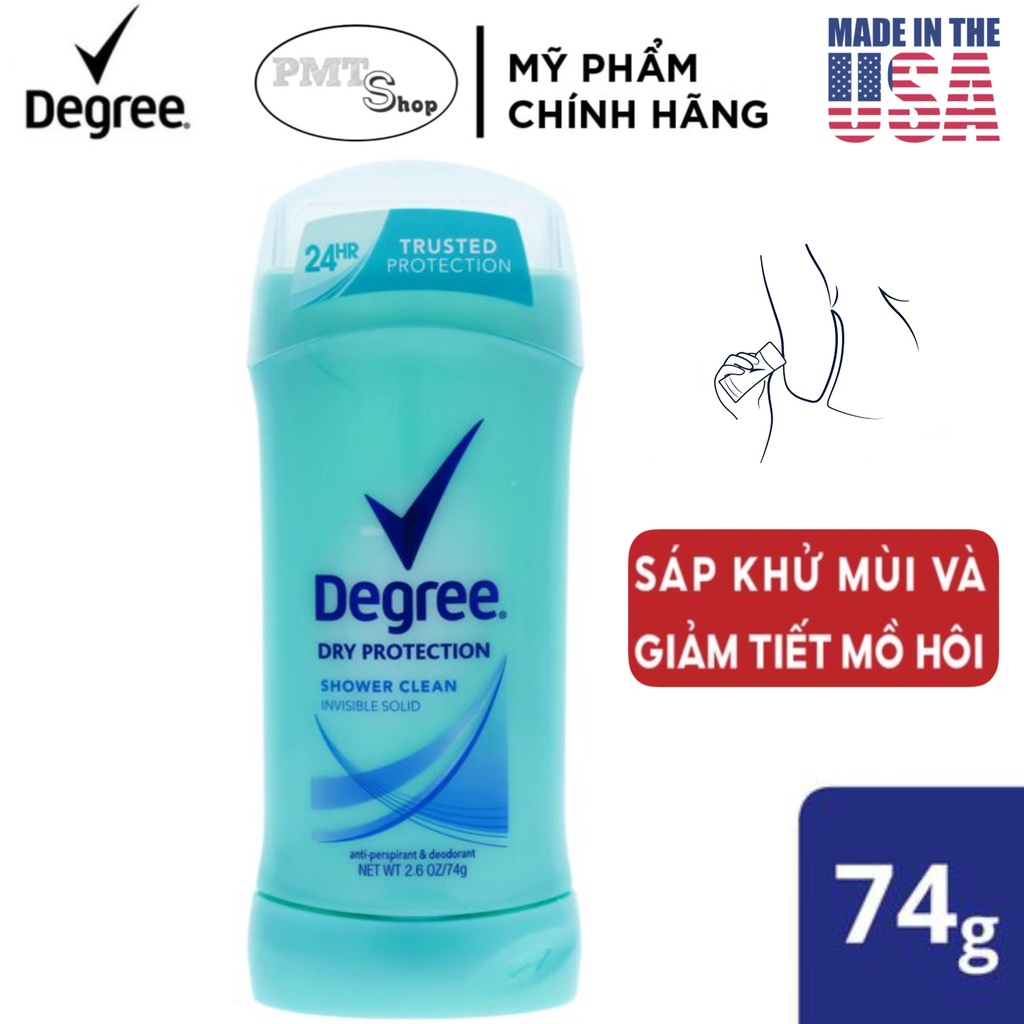 Lăn sáp khử mùi nữ Degree Motionsense Black &amp; White 74g Pure Rain , Clean chống ố áo