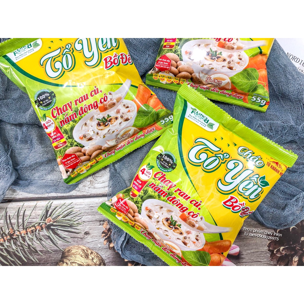 Cháo Tổ Yến Bồ Đề THIỆN TỪ TÂM Thêm Rau Củ Và Nấm Đông Cô Dinh Dưỡng Cháo Chay Ăn Liền Gói 55G