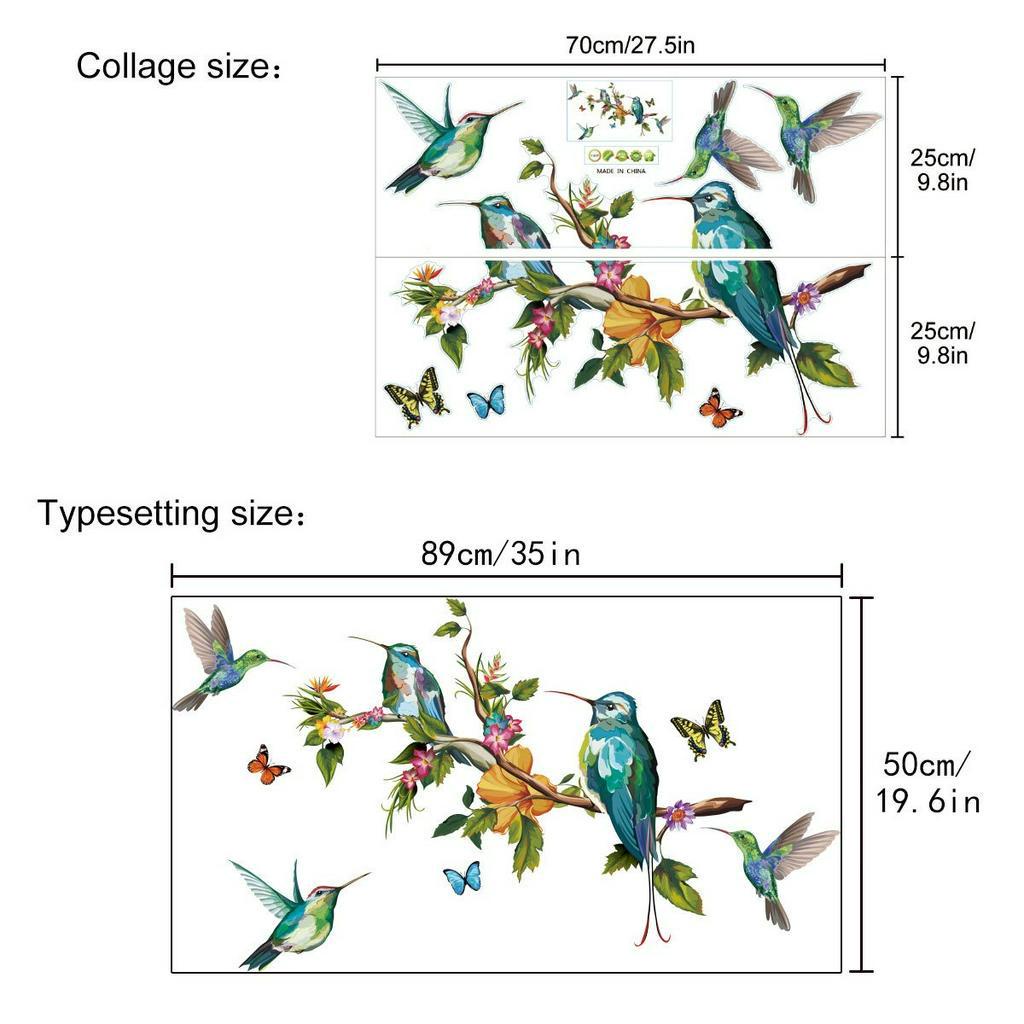 BUTTERFLY Giấy Dán Tường Pvc Chống Thấm Nước Hình Con Chim Và Bướm Nhiều Màu
