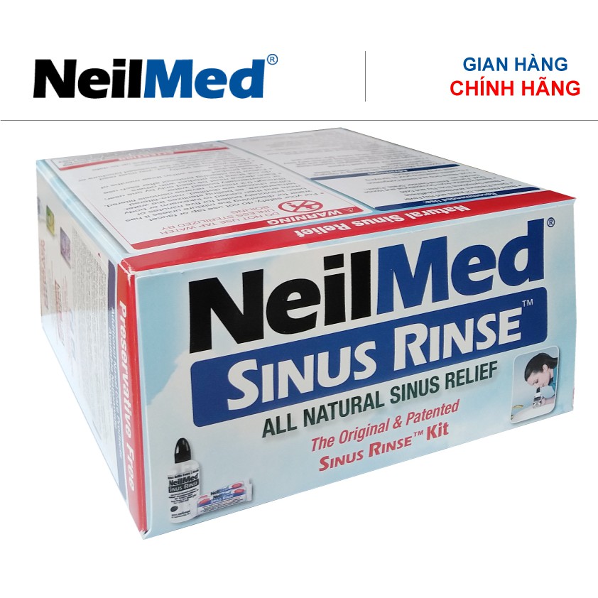 Bình (Bộ Dụng Cụ) Rửa Mũi Người Lớn NeilMed Sinus Rinse Kit 60 Sachets (1 bình + 60 gói muối)