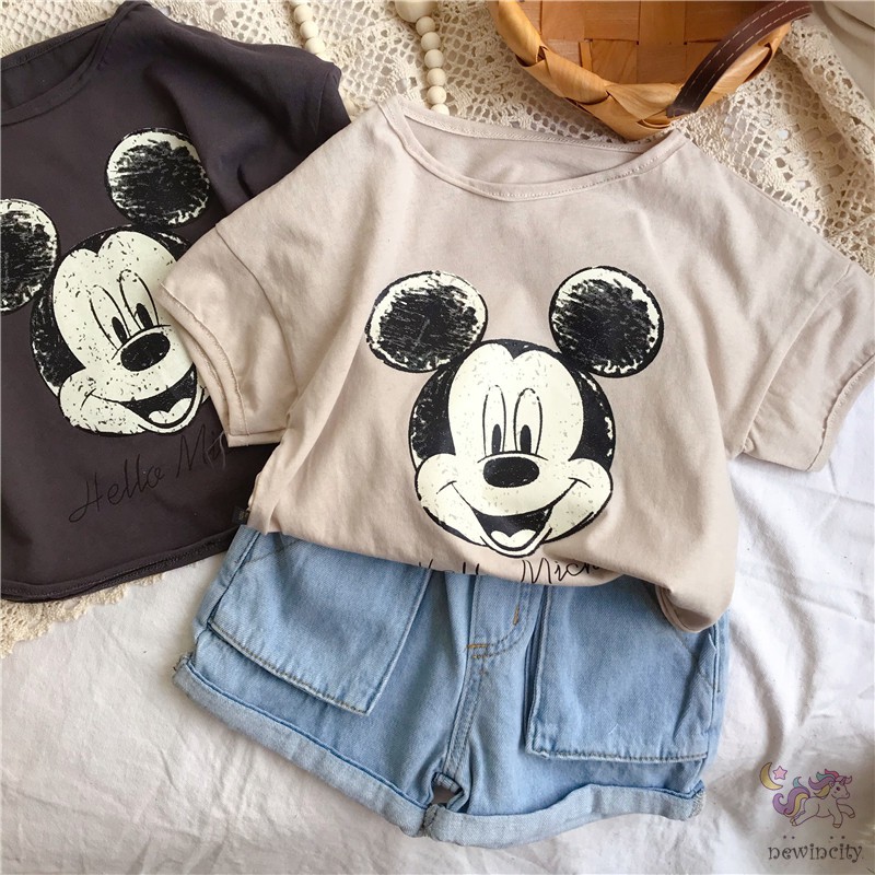 Áo thun tay ngắn in hình hoạt họa phong cách Hàn Quốc cho trẻ em