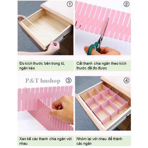 Thanh Chia Ngăn Kéo Tủ Thông Minh Bằng Nhựa Bộ 4 Thanh 47x7 Cm