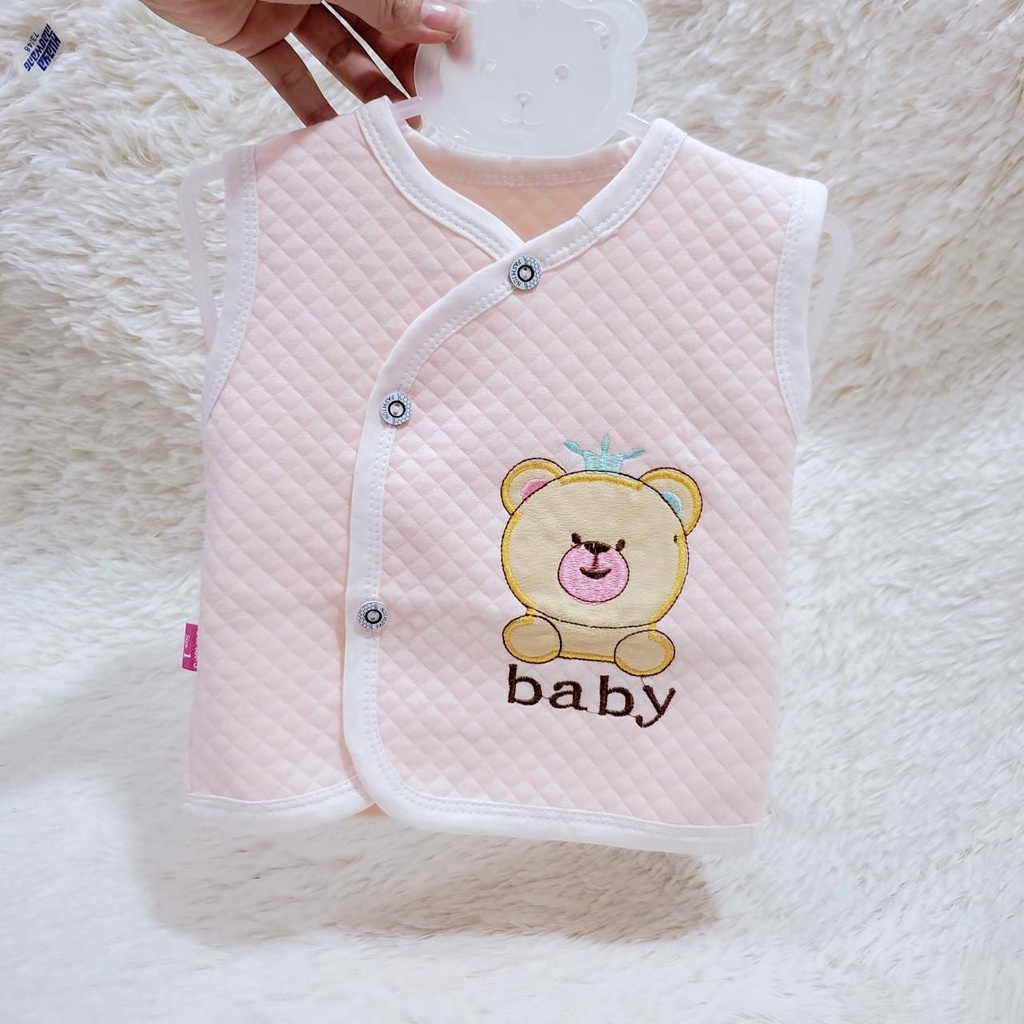 Áo gile sơ sinh xốp trần bông cài lệch thu đông cho bé (5-13kg)