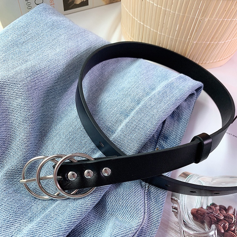Thắt Lưng Mỏng Khóa Tròn 3 Vòng Thiết Kế Đơn Giản Thời Trang Cho Nữ
