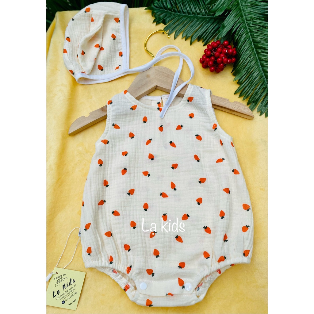 Body xô muslin và nón cho bé