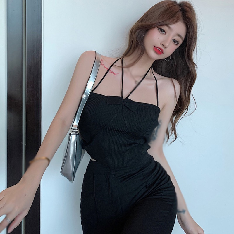 Áo Hai Dây Dệt Kim Đính Nơ Thời Trang Mùa Hè Dành Cho Nữ