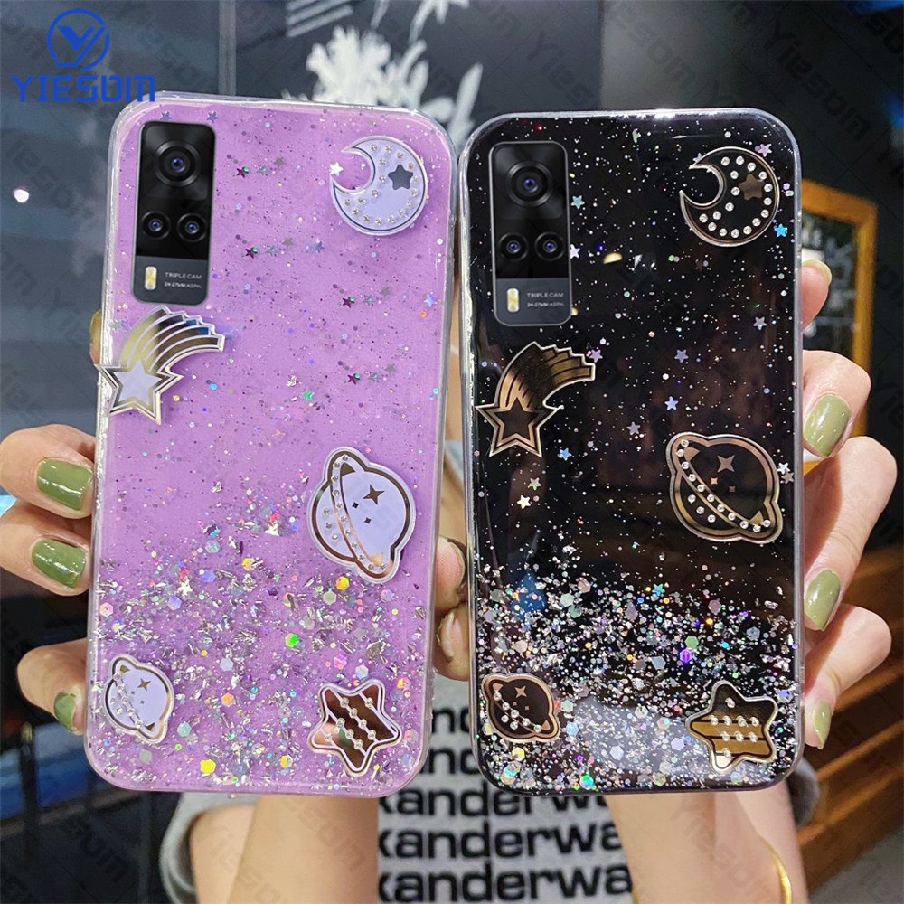 Ốp Điện Thoại Silicon Trong Suốt Lấp Lánh Sang Trọng Vivo Y51 2020 Y31 2021 Y51A Y53S Y50 Y30 Y30i Y19 Y5S Y95 Y93 Y91 Y91C Y1S Y85 V9 Y71 Y73 Y79 Y67 V5