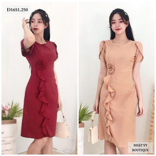 Đầm dự tiệc xếp ly đính bông - nhatvy d1651