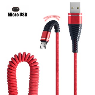 Micro USB  Spring Durable Cable Data Fast Charging A