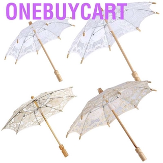 Onebuy Ô dù vải cotton ren phong cách Vintage trang trí tiệc cưới