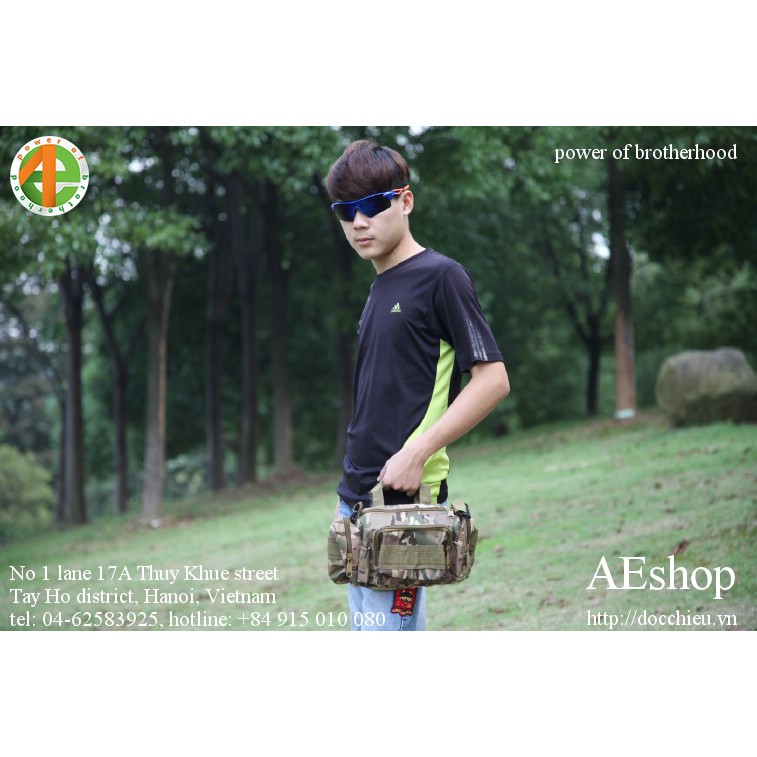 túi treo ghi đông xe đạp túi đeo hông đa năng chống nước 3P màu XANH LÍNH