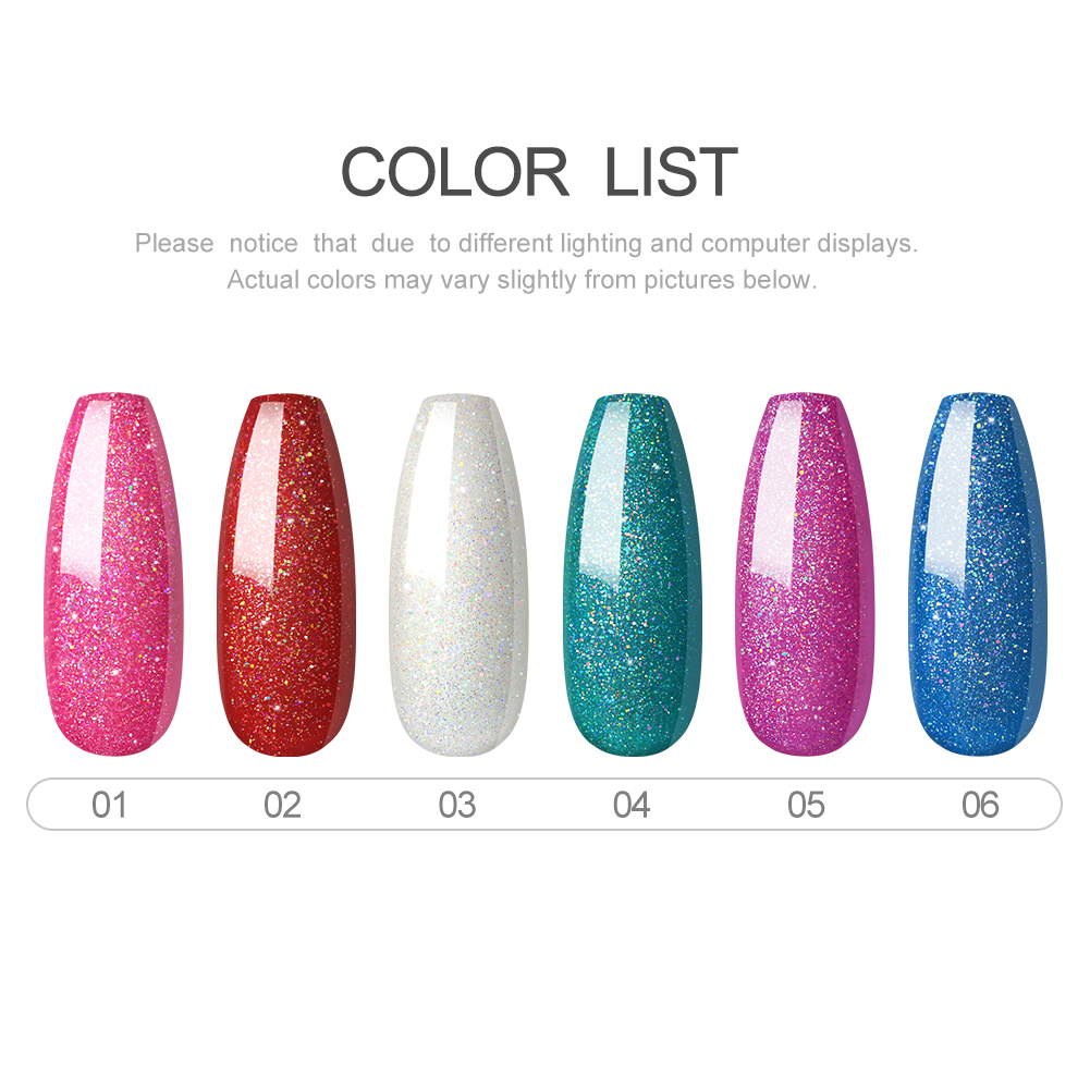 [Hàng mới về] Lọ Nước Sơn Móng Tay Kim Tuyến 6 Màu Tùy Chọn 8ml