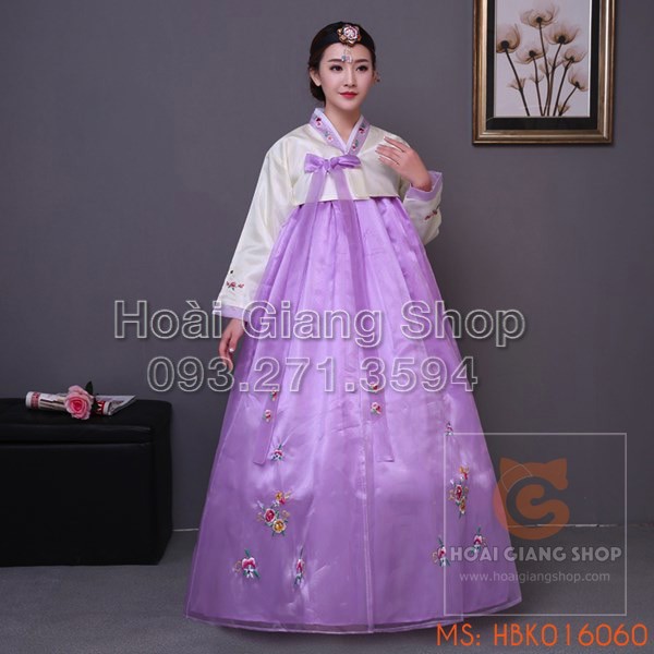 Bán sẵn trang phục Hanbok nữ kiểu voan kiếng 2 lớp đẹp, hiện đại và độc đáo