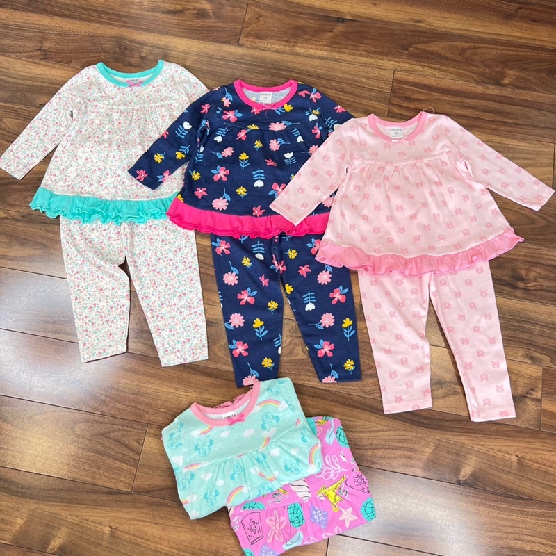 Bộ dài tay bèo gấu cotton borip bé gái (Sz 10-22kg)