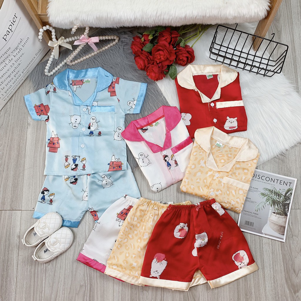 Bộ quần áo bé gái Pijama CỘC TAY, lanh 2 da loại 1 mềm, mịn, mát size 9-18 kg, hàng xưởng may Việt Nam