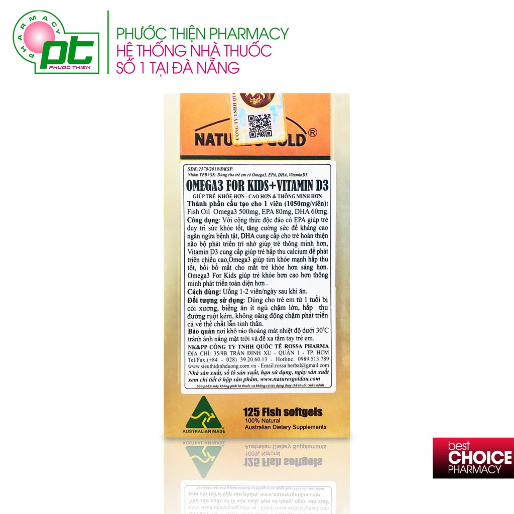 Viên Dầu Cá Trẻ Em Nature's Gold Omega 3 Kids Fish Oil 125 Viên | Thế Giới Skin Care